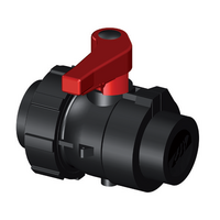 IBC's PE-HD ball valve, BSP threaded outlet, single union, PPGF BSP threaded socket