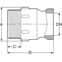 PPGF Male BSP threaded adaptor, F type