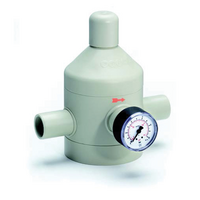 Pressure reducer in PP-H, double union, PP-H metric sockets