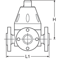 Pressure relief valve in PP-H, with DIN* flanges