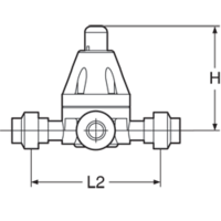 Pressure relief valve in PVC-U, double union, PVC-U metric sockets