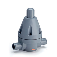 Pressure retaining valve in PVC-U, double union, PVC-U metric sockets