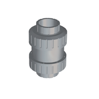 PVC-C Ball check valve, double union, PVC-C BSP threaded sockets