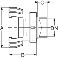 Quick release coupling in PPGF, BSP male outlet, supplied with o-ring and lock