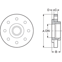 Steel reinforced PPGF stub flange with BSP threaded PPGF socket