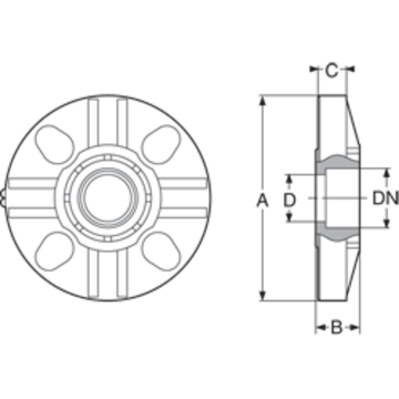 BSP threaded PPGF flange, DIN/ANSI/BS slotted