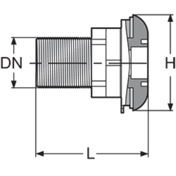 Bulkhead fitting in PPGF, BSP threaded body, supplied with gasket, locking nut and backing nut (without cap)