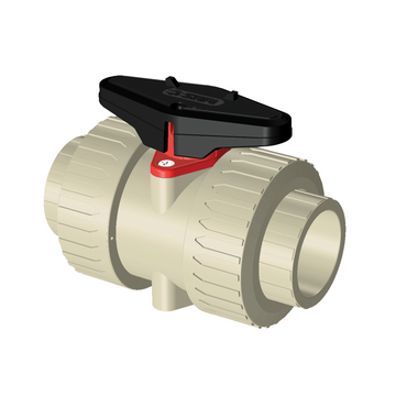 PP-H ball valve, 2-way, double union, PP-H BSP threaded sockets