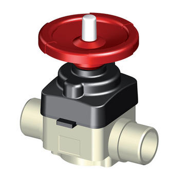 PP-H diaphragm valve, PP-H metric spigot outlets