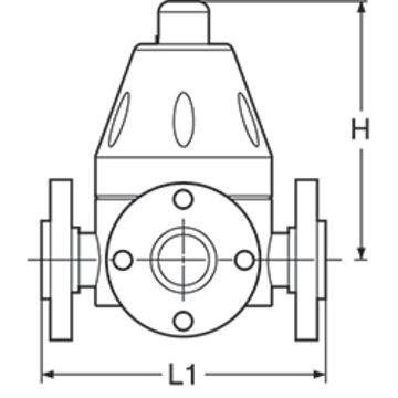 Pressure relief valve in PP-H, with DIN* flanges