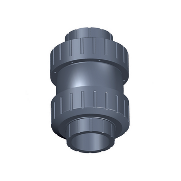 PVC-U Ball check valve, double union, PVC-U metric sockets