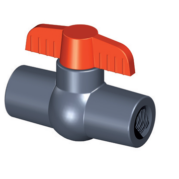 PVC-U ball valve, 2-way, compact, BSP threaded sockets