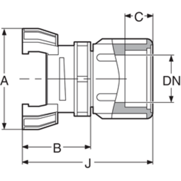 Quick release coupling in PPGF, BSP female outlet, supplied with o-ring and lock