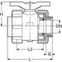 PVDF kulový ventil, 2-cestný, se šroubením, BSP threaded PVDF sockets