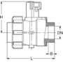 IBC's PE-HD ball valve, BSP threaded outlet, single union, PPGF BSP threaded socket