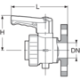 IBC's PPGF ball valve, lockable, BSP threaded outlet, DIN* flange