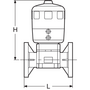 PP-H diaphragm valve, with ANSI* flanges, equipped with double acting (DA) pneumatic actuator