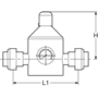 Pressure reducer in PP-H, double union, PP-H metric sockets