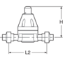 Pressure retaining valve in PP-H, double union, PP-H metric sockets